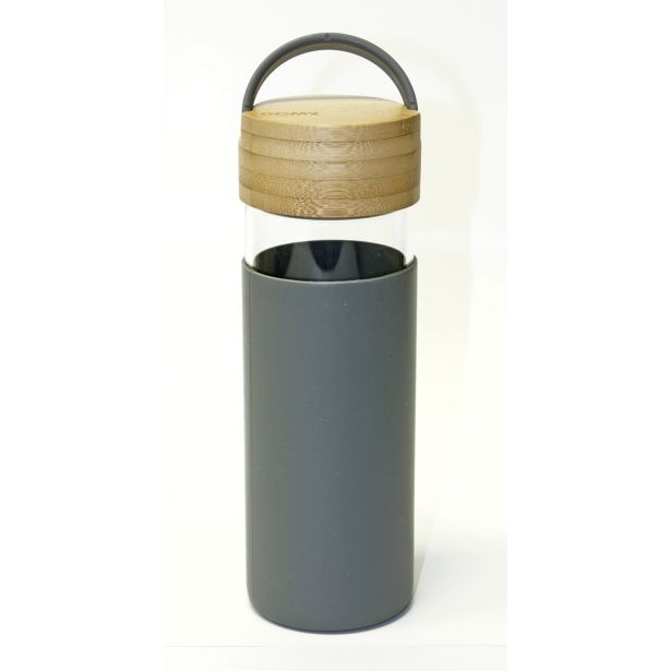 STEKLENICA ZA VODO DOMY 480 ML POKROV IZ BAMBUSA SIVA