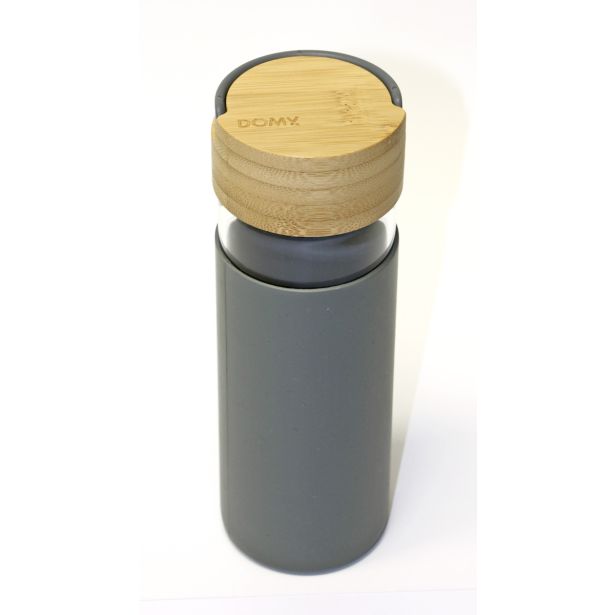 STEKLENICA ZA VODO DOMY 480 ML POKROV IZ BAMBUSA SIVA