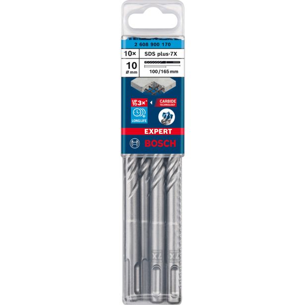 10-DELNI KOMPLET UDARNIH SVEDROV EXPERT SDS PLUS-7X, 10 X 100 X 165 MM