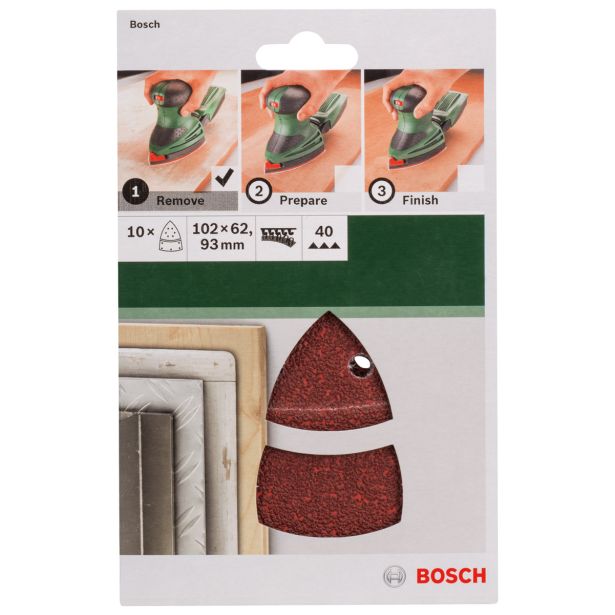 DELTA/VEČNAM BRUSNI LIST BOSCH 10-DELNI SET C430 RDEČ 102X62/93 MM K40 11LUKENJ