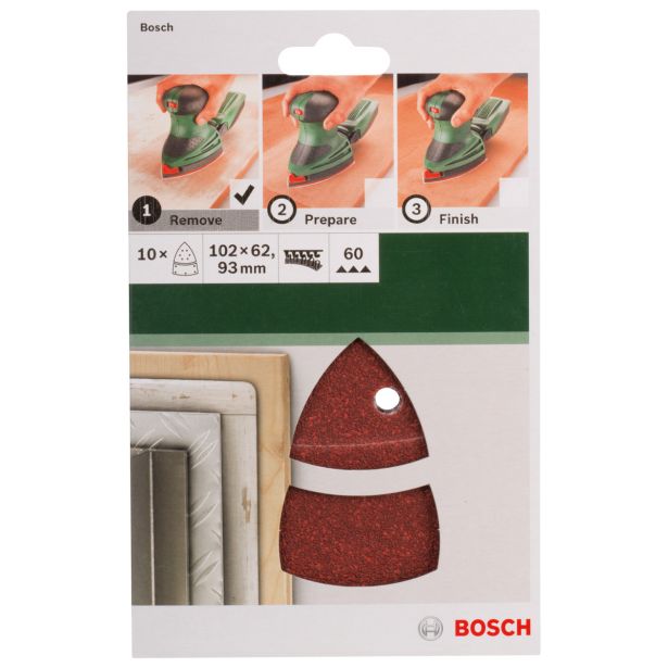 DELTA/VEČNAM BRUSNI LIST BOSCH 10-DELNI SET C430 RDEČ 102X62/93 MM K60 11LUKENJ