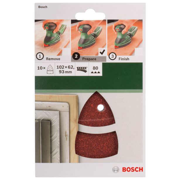DELTA/VEČNAM BRUSNI LIST BOSCH 10-DELNI SET C430 RDEČ 102X62/93 MM K80 11LUKENJ