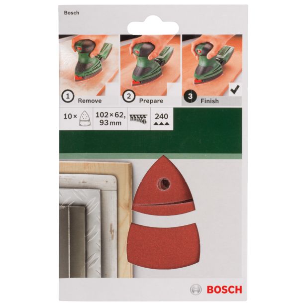 DELTA/VEČNAM BRUSNI LIST BOSCH 10-DELNI SET C430 RDEČ 102X62/93MM G240 11LUKENJ