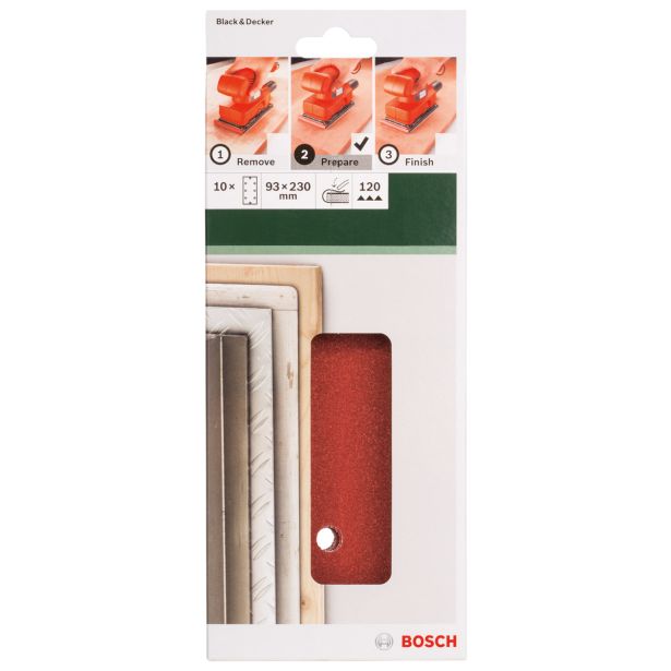 SAMOPRITDILNI BRUSNI LIST BOSCH 10-DELNI SET C430 RDEČ 93X230 MM G120 8 LUKENJ