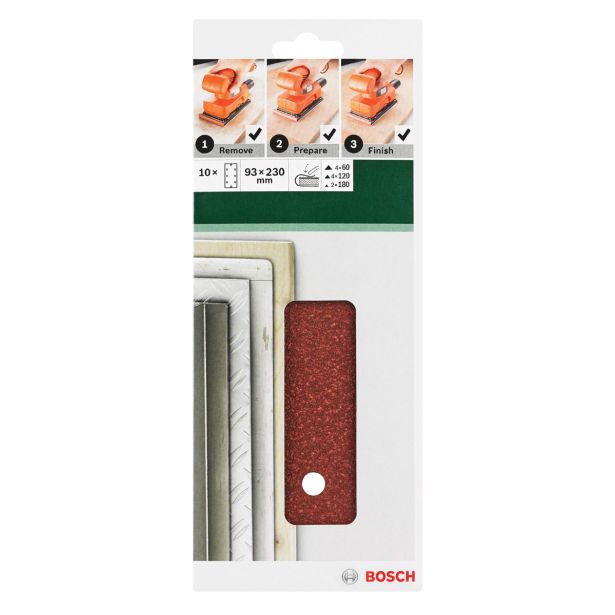 SAMOPRITDILNI BRUSNI LIST BOSCH 10-DELNI SET C430 RDEČ 93X230 MM G60/120/180