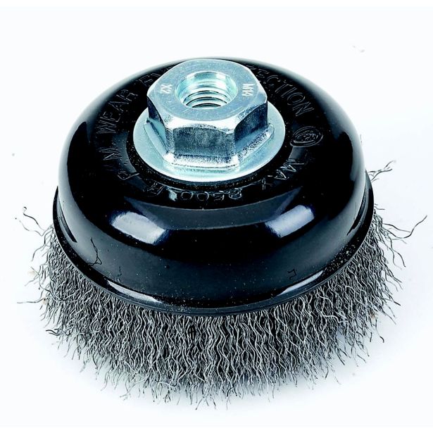 SKODELASTA ŽIČNA ŠČETKA TACTIX 100MM NAVOJ M14 FE 0.30MM VALOVITA ŽICA