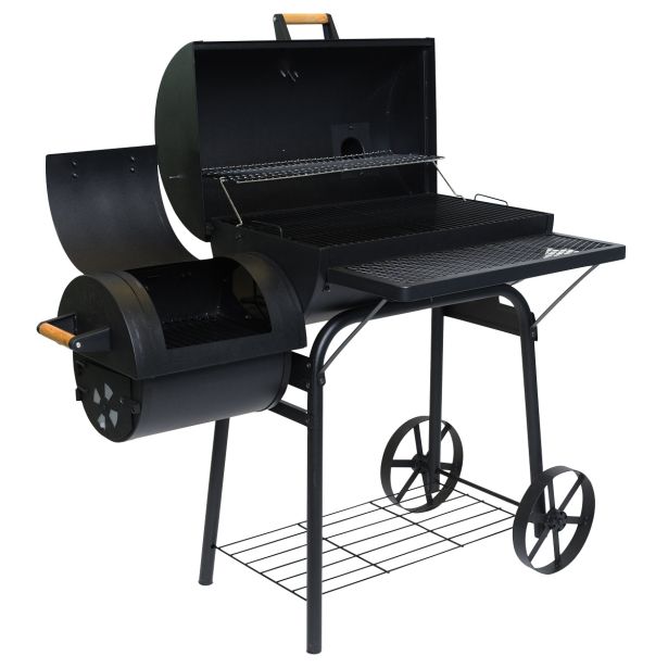 ŽAR NA OGLJE MQ 104X64X120 CM NA KOLESIH ČRN