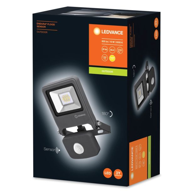 LED ZUNANJI REFLEKTOR LEDVANCE 10W ENDURA FLOOD DG WW TEMNO SIVI S SENZORJEM