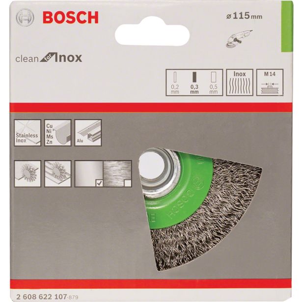 KROŽNA ŽIČNA ŠČETKA BOSCH 115 MM 0.3 INOX M14