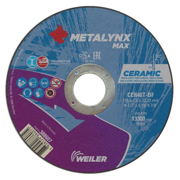 REZALNA PLOŠČA ZA RF METALYNX 115X1.6X22.23 MM KERAMIKA CER46T-BF