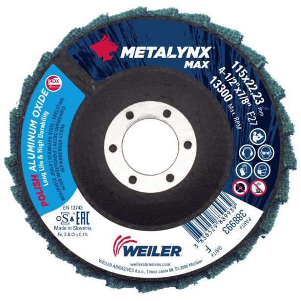 LAMELNI BRUSNI DISK POŠ. METALYNX 115X22.23 MM KOPRENA FINA ZA POLIRANJE INOXA