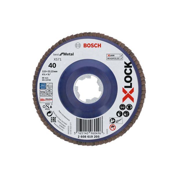 RAVNI BRUSNI LAMELNI DISK BOSCH 115X22.23MM G40 X-LOCK X571 ZA KOVINO