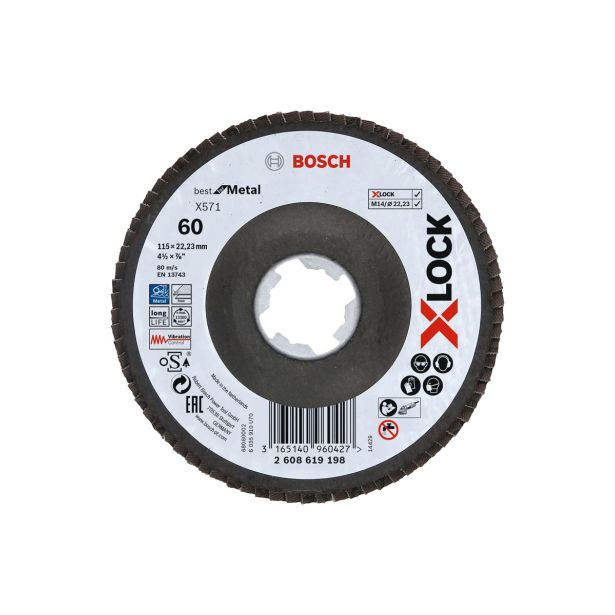 LAMELNI BRUSNI DISK POŠ. BOSCH 115X22.23MM G60 X-LOCK X571 ZA KOVINO