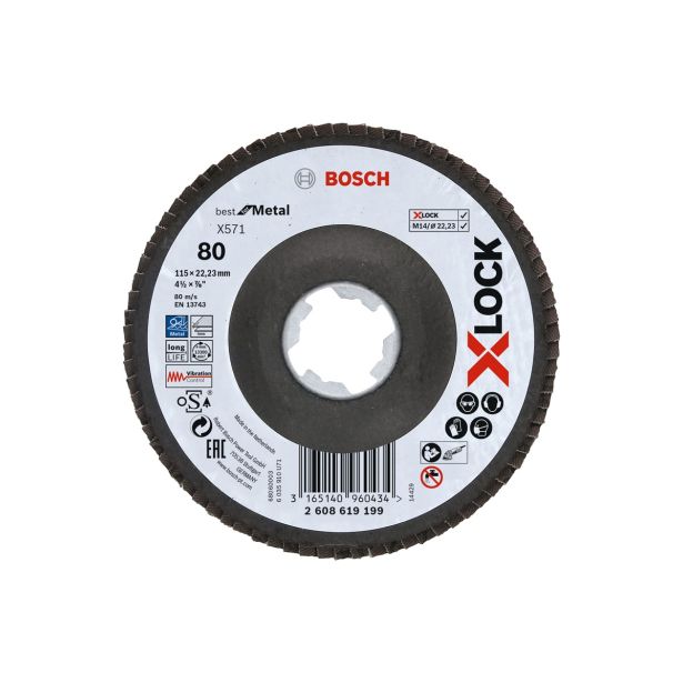 LAMELNI BRUSNI DISK POŠ. BOSCH 115X22.23MM G80 X-LOCK X571 ZA KOVINO