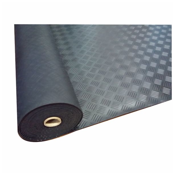 TEHNIČNA GUMENA PLOŠČA 3X1200 MM ČRNA KARO AVTOTEKAČ NA METER 10 M