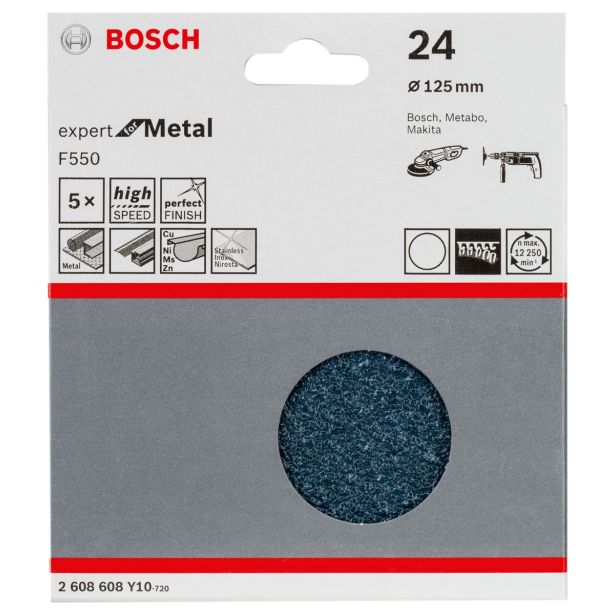 SAMOPRITRILNI BRUSNI DISK BOSCH 5- DELNI SET F550 MODER 125MM BREZ LUKENJ P24