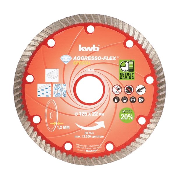 DIAMANTNA REZALNA PLOŠČA EINHELL 125X1.2 MM EXTRA TANKA KERAMIKA, PORCELAN, PLOŠ.