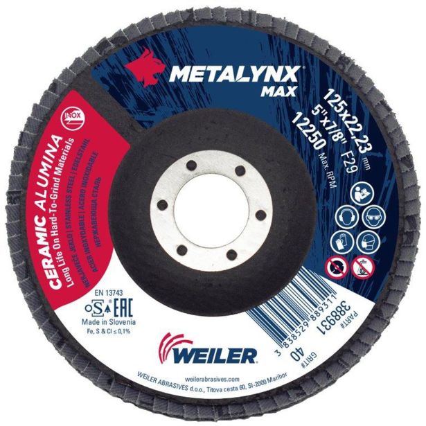 LAMELNI BRUSNI DISK POŠ. METALYNX 125X22.23MM K40 KERAMIKA NEDOBAVLJIV