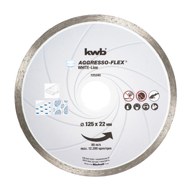 DIAMANTNA REZALNA PLOŠČA KWB 125X22X5X1.9 MM MARMOR, KERAMIKA,LEHNJAK