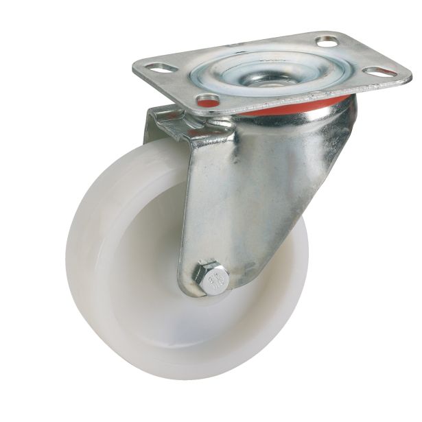 KOLO Z GIBLJIVO VILICO DÖRNER + HELMER 125X35MM PLOŠČA 100X85MM POLIAMID, BEL