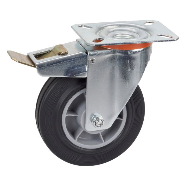 GIBLJIVO KOLO Z ZAVORO DÖRNER + HELMER 125X37MM PLOŠČA 100X85MM NOSILNOST 100KG