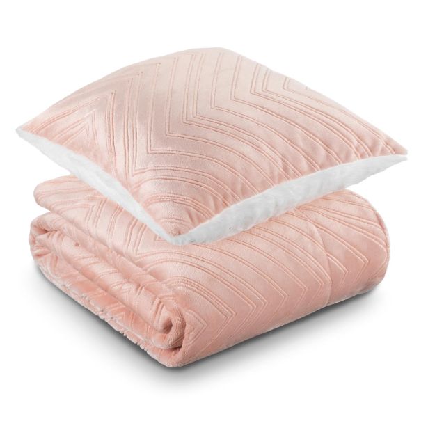 DEKORATIVNA ODEJA DORMEO 130X190 IN VZGLAVNIK ROZA WARM HUG