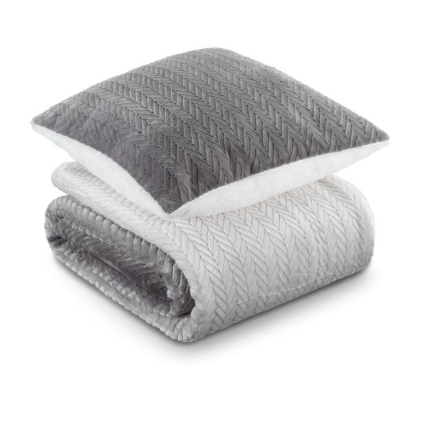 DEKORATIVNA ODEJA DORMEO 130X190 IN VZGLAVNIK SIVA WARM HUG