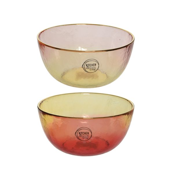 SERVIRNA SKLEDA DECORIS 14 CM Z ZLATIM ROBOM REDEČE RUMENI