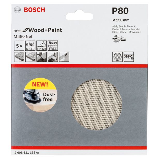 BRUSNA MREŽA BOSCH 150MM G80 M480 ZA LES, LAK, OMET