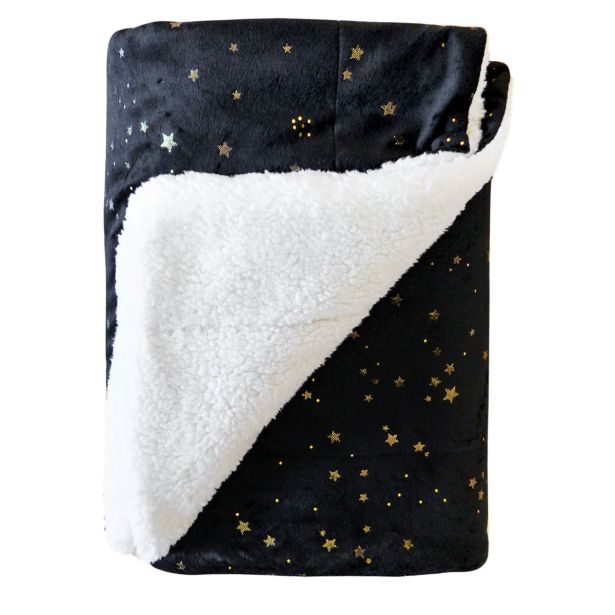 DEKORATIVNA ODEJA SIRETESSILE 150X200 CM Z ZVEZDICAMI BELA/ČRNA