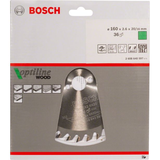 LIST ŽAGE ZA LES WIDIA BOSCH 160X2.6/1.6X20/16 ZOB 36