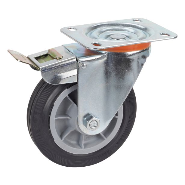 GIBLJIVO KOLO Z ZAVORO DÖRNER + HELMER 160X40MM PLOŠČA 140X110MM NOSILNOST 150KG