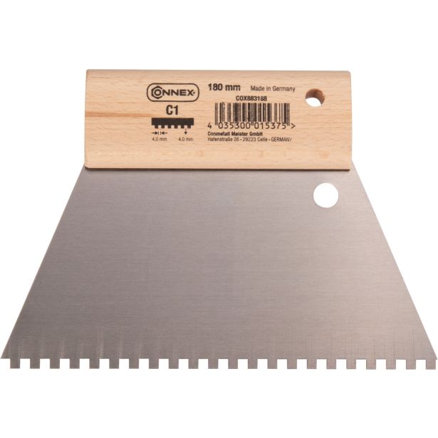 ZOBATA LOPATICA ZA LEPILO CONEX 180 MM ZOB C1 4,0X4,0 MM