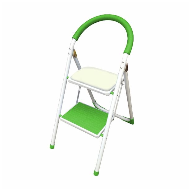 KOVINSKA PROSTOSTOJEČA LESTEV MQ 2 STOPNIČNA, ZELENO/BELA OBLOGA PVC/PENA