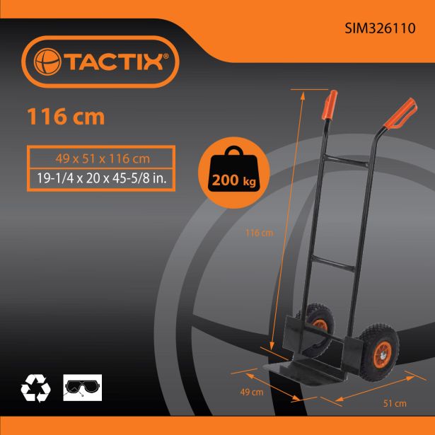 ROČNI VOZIČEK TACTIX, NOSILNOST 200 KG, PLATO 450X510 MM