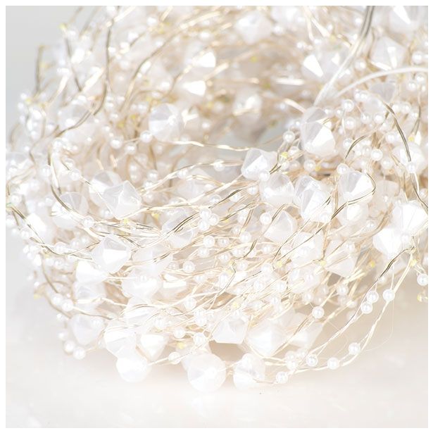 LUČKE MQ 200 MINI LED S PERLAMI OKROGLE TOPLO BELE 10 VEJ