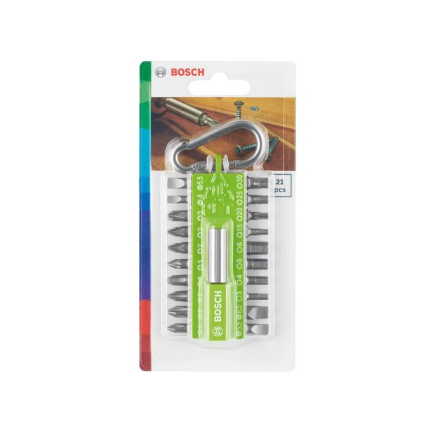 GRT VIJAČNIH NASTAVKOV BOSCH 21 DELNA S KARABINOM ZELENO DRŽALO