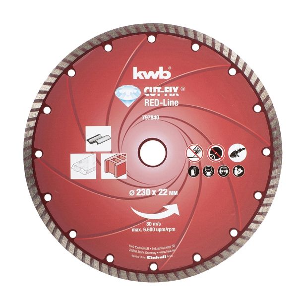 DIAMANTNA REZALNA PLOŠČA KWB 230X22X7X2.8 MM MARMOR, BETON, KERAMIKA