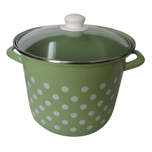 LONEC EMO 24 CM 8 L POLKA ZELEN S STEKLENIM POKROVOM