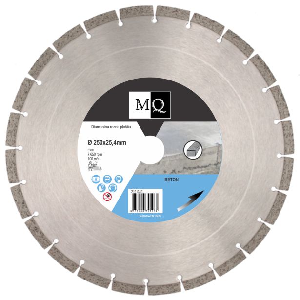 DIAMANTNA REZALNA PLOŠČA MQ 250X25.4X9 MM ARMIRAN BETON, GRANIT