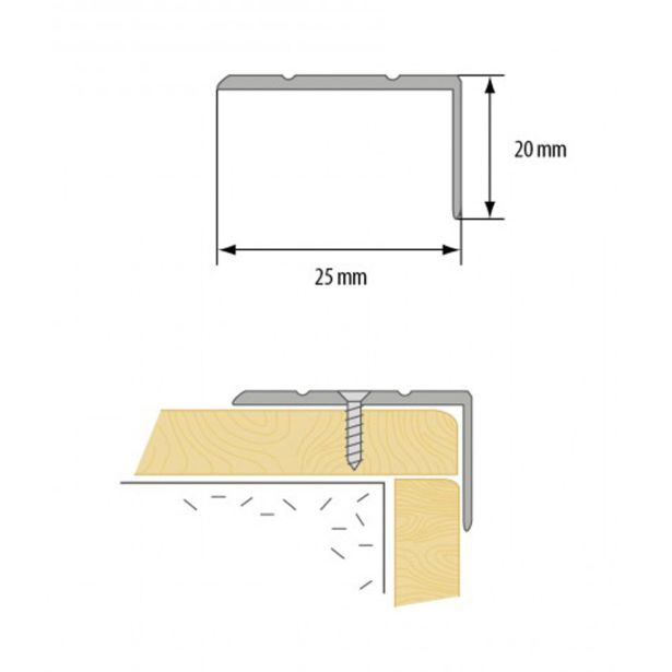 STOPNIŠČNI ALU PROFIL CEZAR 25X20MM 0.9M ZLAT