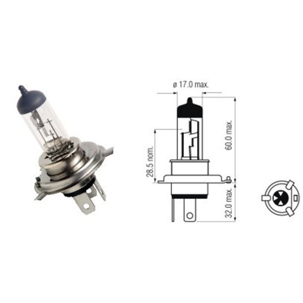 AVTOMOBILSKA ŽARNICA CARCOMMERCE 2-DELNI SET H4, 12V, 60/55W