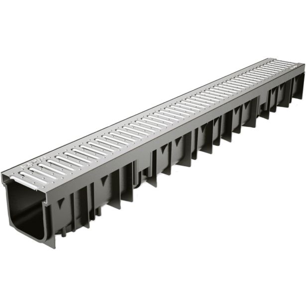 KANALETA ZA ODVODNJAVANJE 2PR 2PR-WAVE 100 AZ DOL=1 M Z CINKANO REŠETKO A15KN