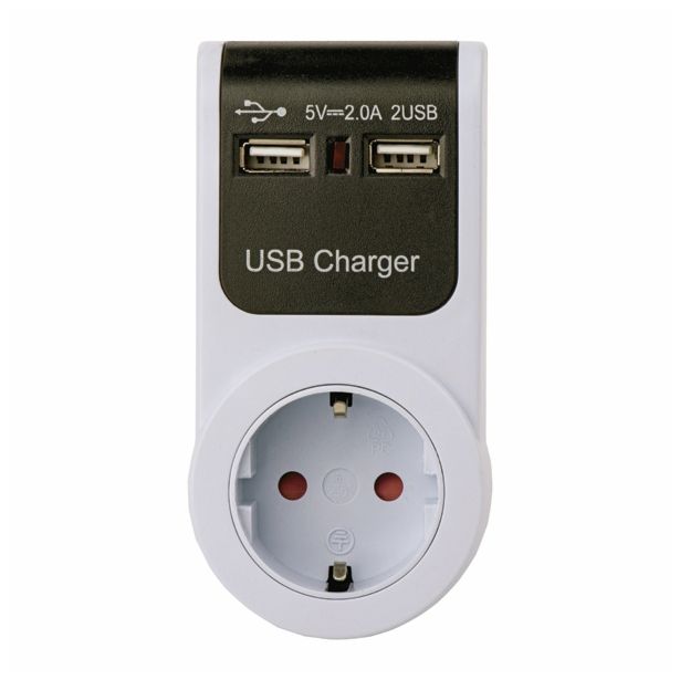 ŠUKO VTIKAČ EMOS 2X USB POLNILEC PVC BELI + ŠUKO VTIČNICA