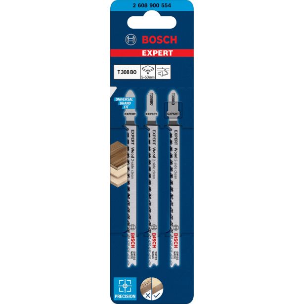 3-DELNI KOMPLET LISTOV ZA VBODNO ŽAGO T 308 BO EXPERT 'WOOD 2-SIDE CLEAN'