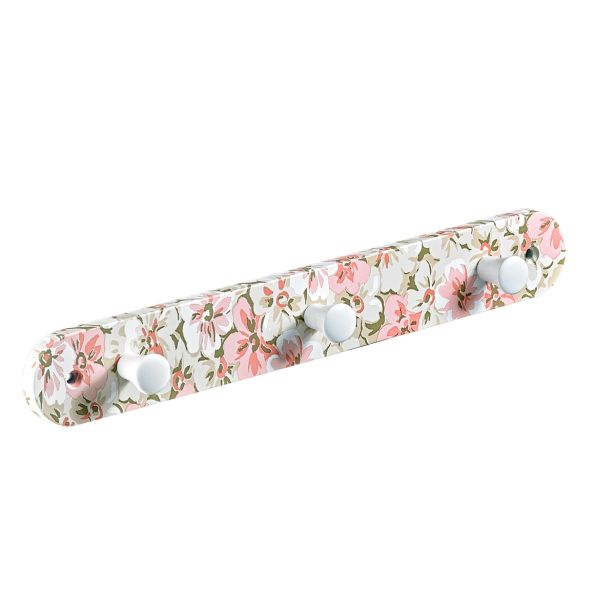 PVC OBEŠALNIK HETTICH DIY ZA NA VRATA, 280X40X30 MM, 3 KLJUKE, DEKOR ROŽA