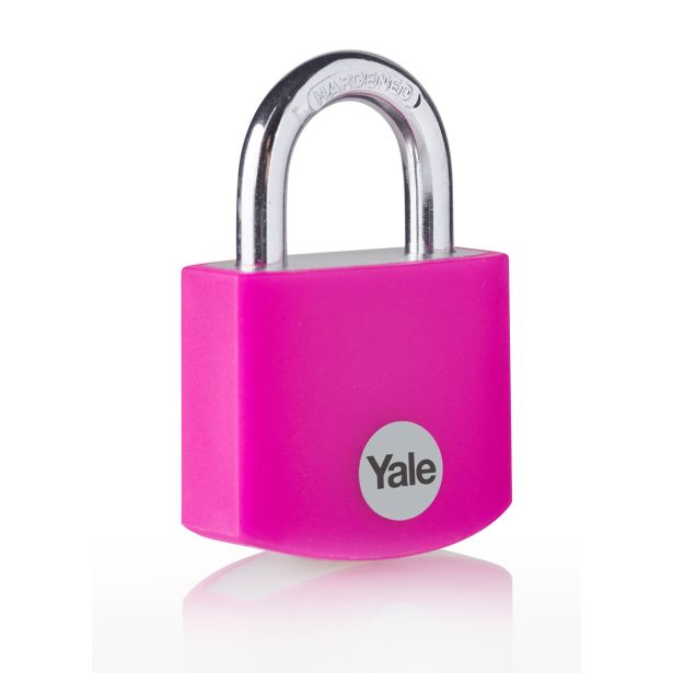 CILINDRIČNA OBEŠANKA 32 MM, ALU-ROZA, YALE STANDARD S3 KLJUČI, V SKLADU Z EN 12320:2012 - VARNOSTNI RAZRED 1