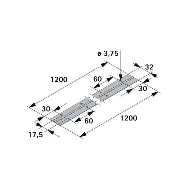 SPONA ZA POHIŠTVO HETTICH DIY 32X1200MM PONIKLJANA