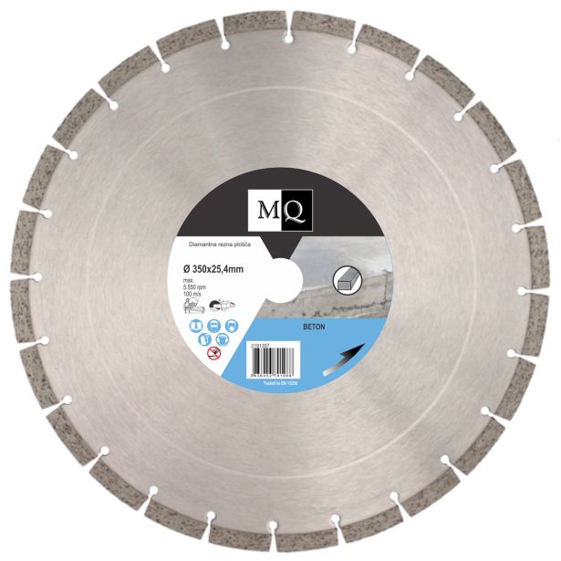 DIAMANTNA REZALNA PLOŠČA MQ 350X25.4X9 MM ARMIRAN BETON, GRANIT