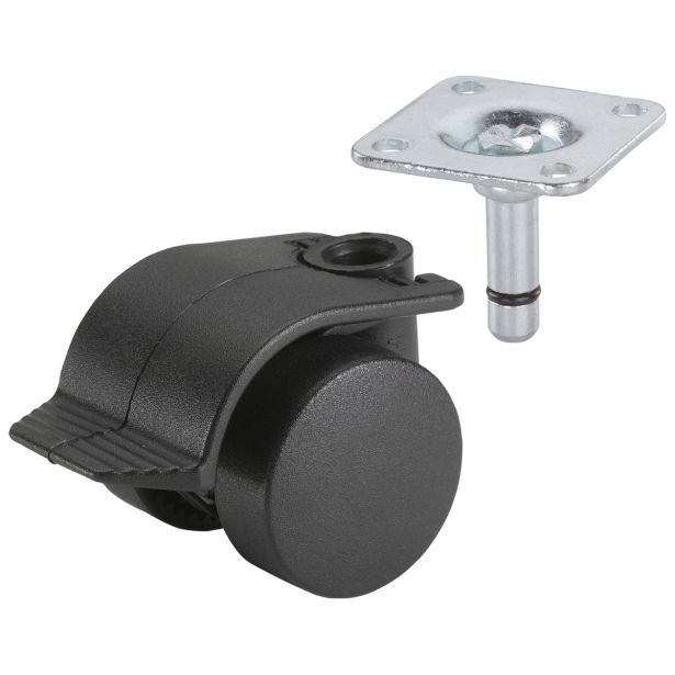 POHIŠTVENO KOLO DÖRNER + HELMER 35MM PLOŠČA 38X38MM ZAVOR DVOJNO, MEHKA TLA, ČRN